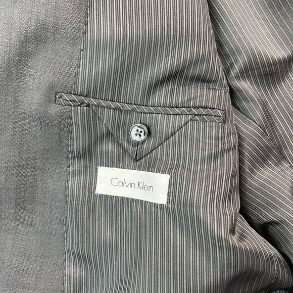 Calvin Klein Blazer Jacket Mens Size 44 Regular 100% Wool Sport Coat Grey - Picture 8 of 10